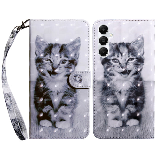 For Samsung Galaxy A15 3D Painted Leather Phone Case(Smile Cat) by buy2fix