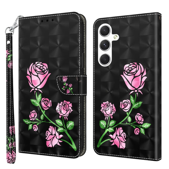 For Samsung Galaxy S24 5G 3D Painted Leather Phone Case(Rose)