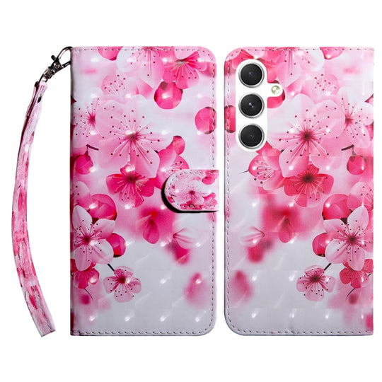 For Samsung Galaxy S24 5G 3D Painted Leather Phone Case(Red Flower)