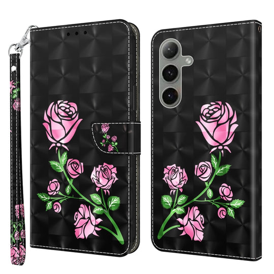 For Samsung Galaxy S24+ 5G 3D Painted Leather Phone Case(Rose)