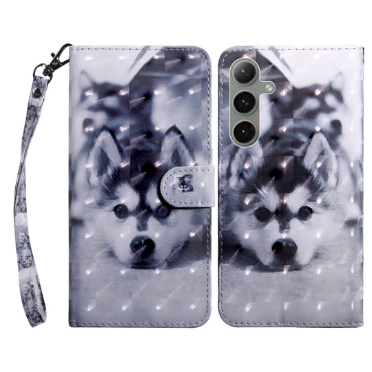 For Samsung Galaxy S24+ 5G 3D Painted Leather Phone Case(Husky)