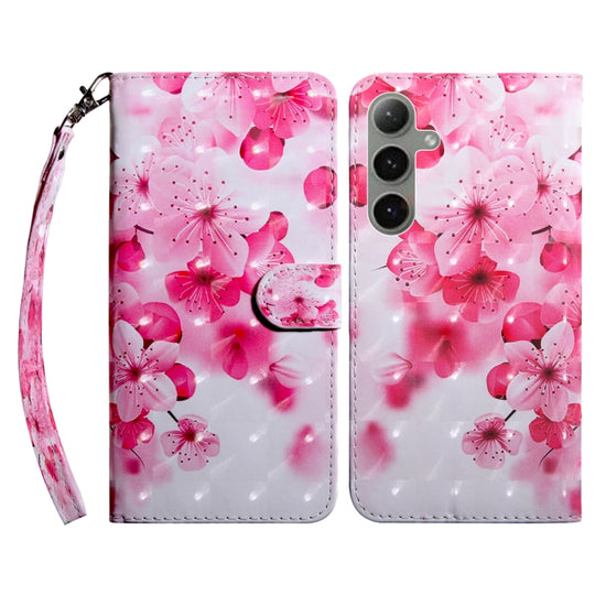 For Samsung Galaxy S24+ 5G 3D Painted Leather Phone Case(Red Flower)