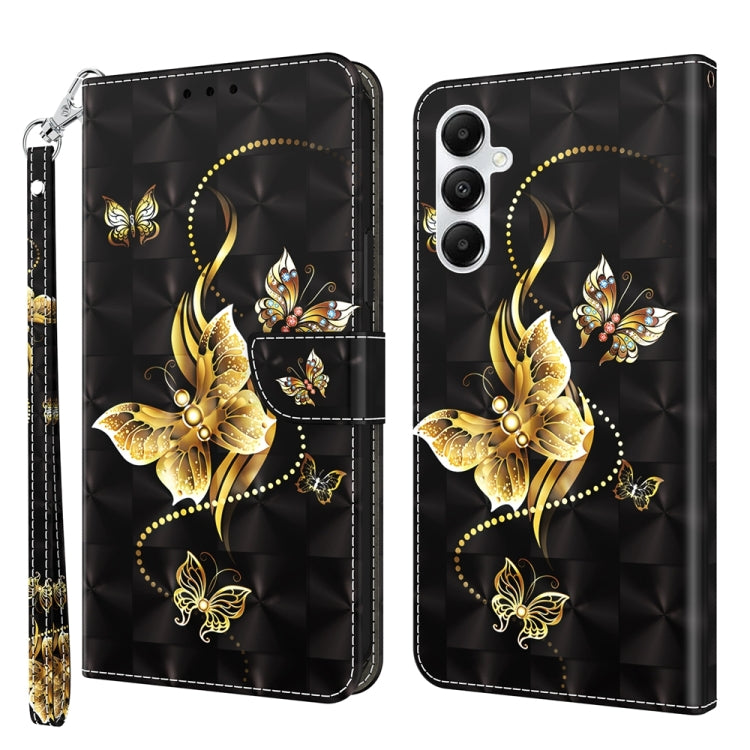 For Samsung Galaxy A35 5G 3D Painted Leather Phone Case(Golden Swallow Butterfly) by buy2fix