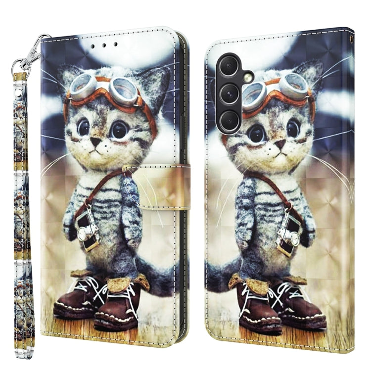 For Samsung Galaxy A55 5G 3D Painted Leather Phone Case(Naughty Cat) by buy2fix