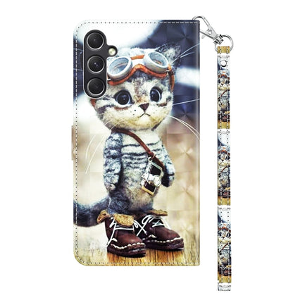 For Samsung Galaxy A55 5G 3D Painted Leather Phone Case(Naughty Cat) by buy2fix