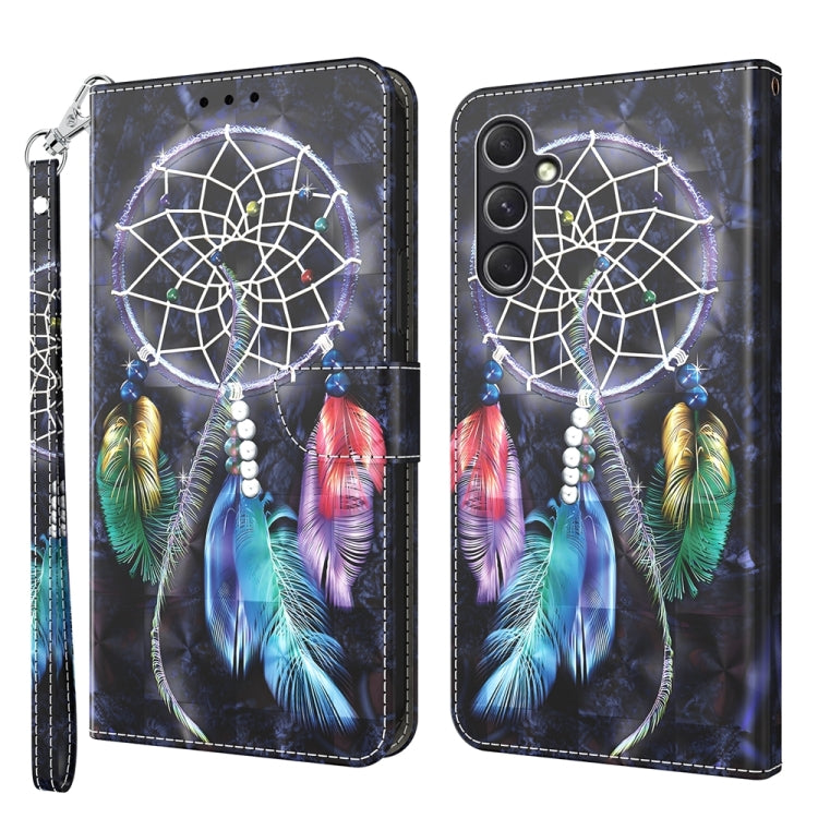 For Samsung Galaxy A55 5G 3D Painted Leather Phone Case(Colorful Dreamcatcher) by buy2fix