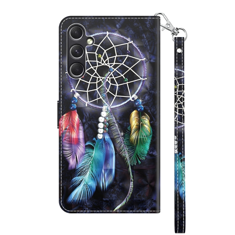 For Samsung Galaxy A55 5G 3D Painted Leather Phone Case(Colorful Dreamcatcher) by buy2fix