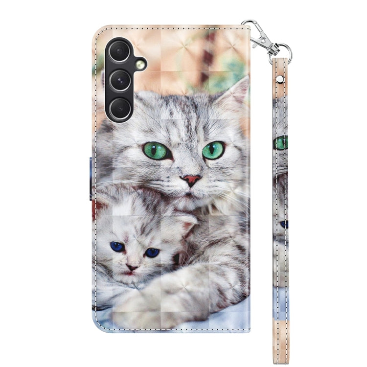 For Samsung Galaxy A55 5G 3D Painted Leather Phone Case(Two Loving Cats) by buy2fix