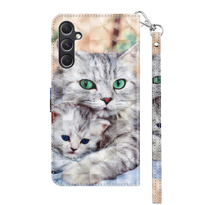 For Samsung Galaxy A55 5G 3D Painted Leather Phone Case(Two Loving Cats) by buy2fix