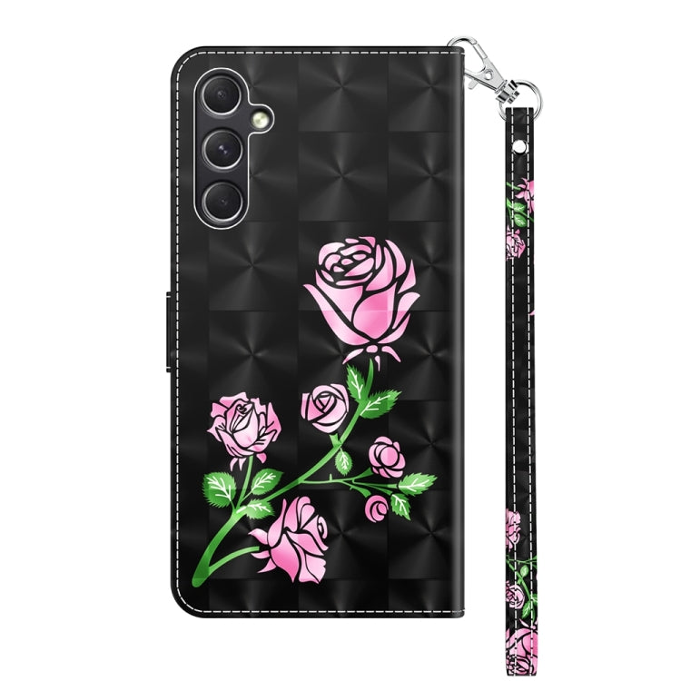 For Samsung Galaxy A55 5G 3D Painted Leather Phone Case(Rose) by buy2fix