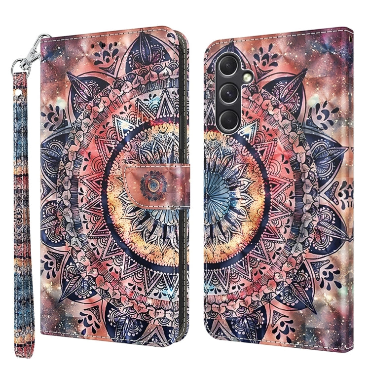 For Samsung Galaxy A55 5G 3D Painted Leather Phone Case(Colorful Mandala) by buy2fix