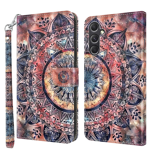 For Samsung Galaxy A55 5G 3D Painted Leather Phone Case(Colorful Mandala) by buy2fix