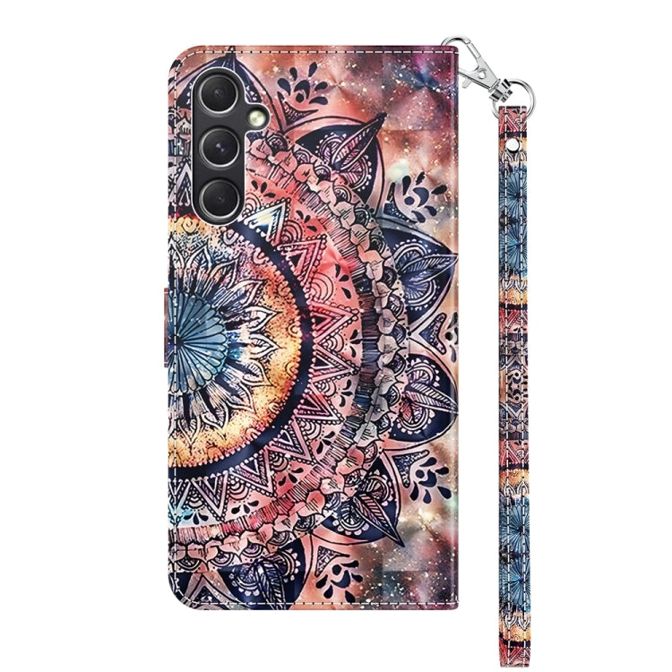 For Samsung Galaxy A55 5G 3D Painted Leather Phone Case(Colorful Mandala) by buy2fix
