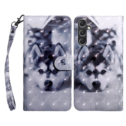 For Samsung Galaxy A55 5G 3D Painted Leather Phone Case(Husky) by buy2fix