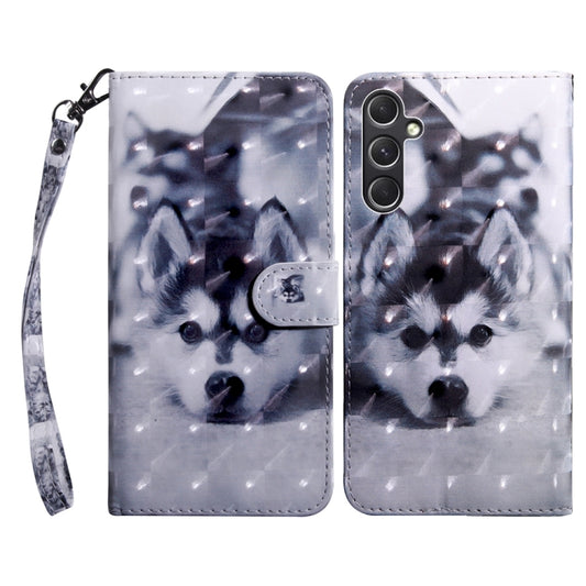 For Samsung Galaxy A55 5G 3D Painted Leather Phone Case(Husky) by buy2fix