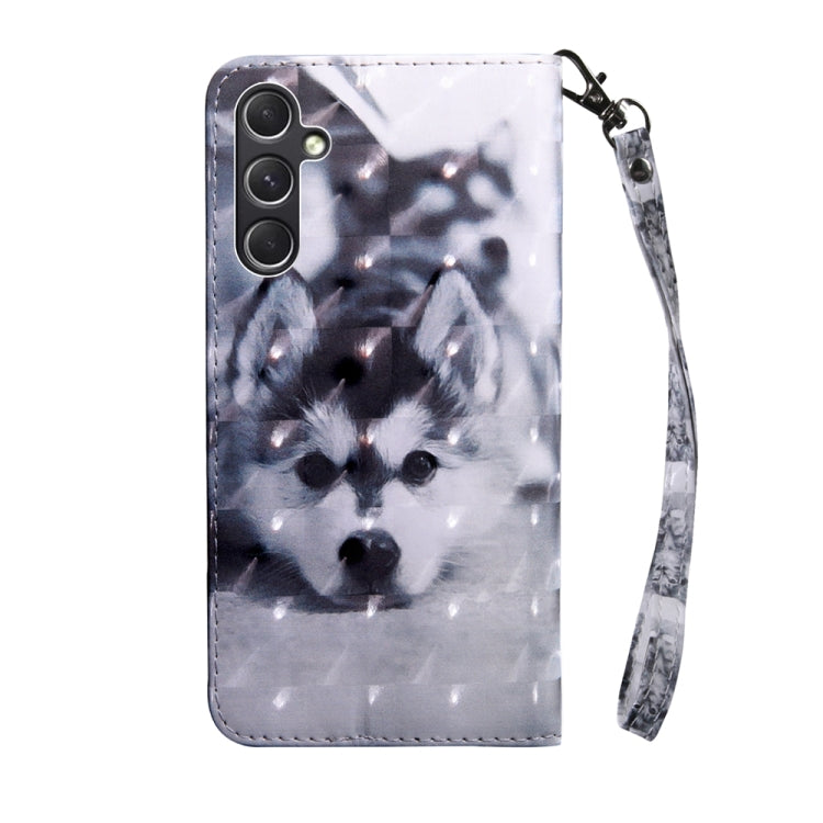 For Samsung Galaxy A55 5G 3D Painted Leather Phone Case(Husky) by buy2fix
