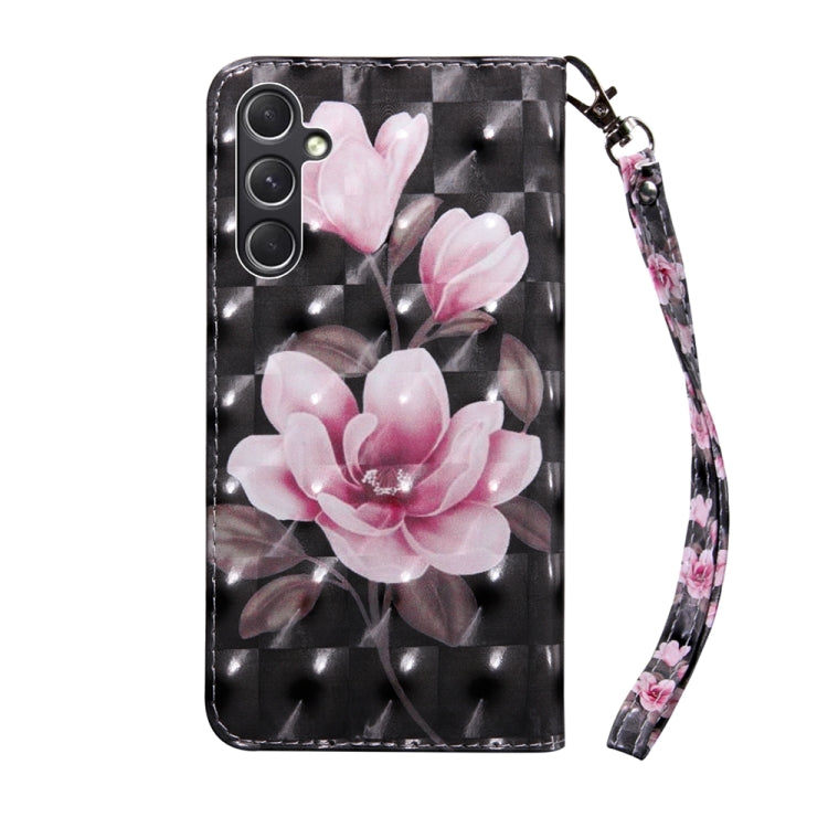 For Samsung Galaxy A55 5G 3D Painted Leather Phone Case(Pink Flower) by buy2fix
