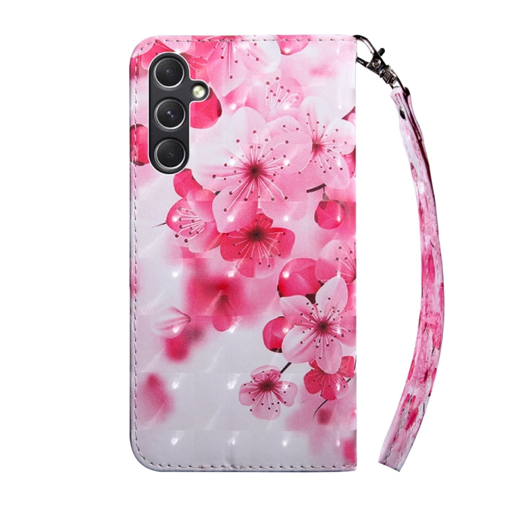 For Samsung Galaxy A55 5G 3D Painted Leather Phone Case(Red Flower) by buy2fix