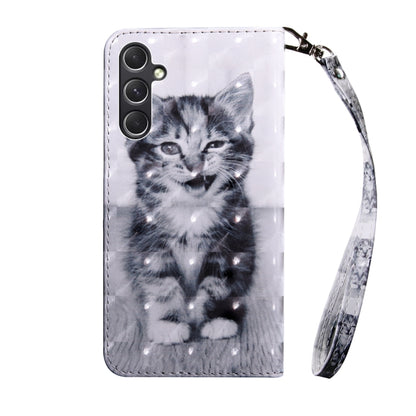 For Samsung Galaxy A55 5G 3D Painted Leather Phone Case(Smile Cat) by buy2fix