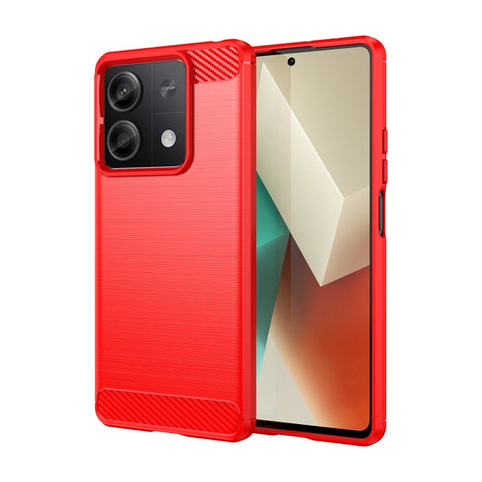 For Xiaomi Redmi Note 13 5G Brushed Texture Carbon Fiber TPU Phone Case(Red) - Xiaomi Cases by buy2fix | Online Shopping UK | buy2fix