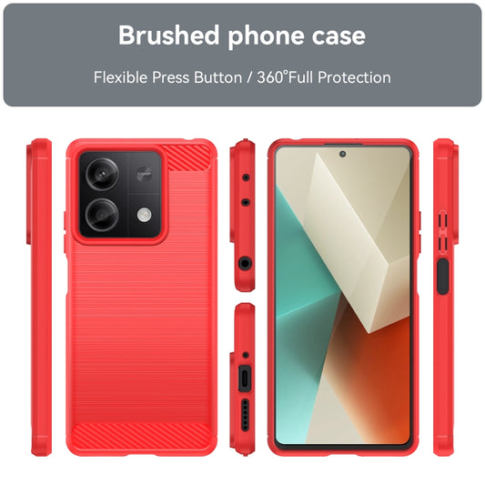 For Xiaomi Redmi Note 13 5G Brushed Texture Carbon Fiber TPU Phone Case(Red) - Xiaomi Cases by buy2fix | Online Shopping UK | buy2fix