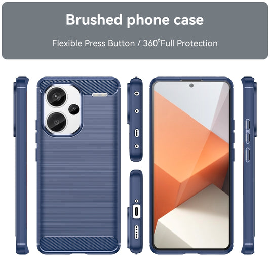 For Xiaomi Redmi Note 13 Pro+ Brushed Texture Carbon Fiber TPU Phone Case(Blue) - Xiaomi Cases by buy2fix | Online Shopping UK | buy2fix
