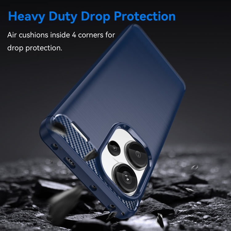 For Xiaomi Redmi Note 13 Pro+ Brushed Texture Carbon Fiber TPU Phone Case(Blue) - Xiaomi Cases by buy2fix | Online Shopping UK | buy2fix