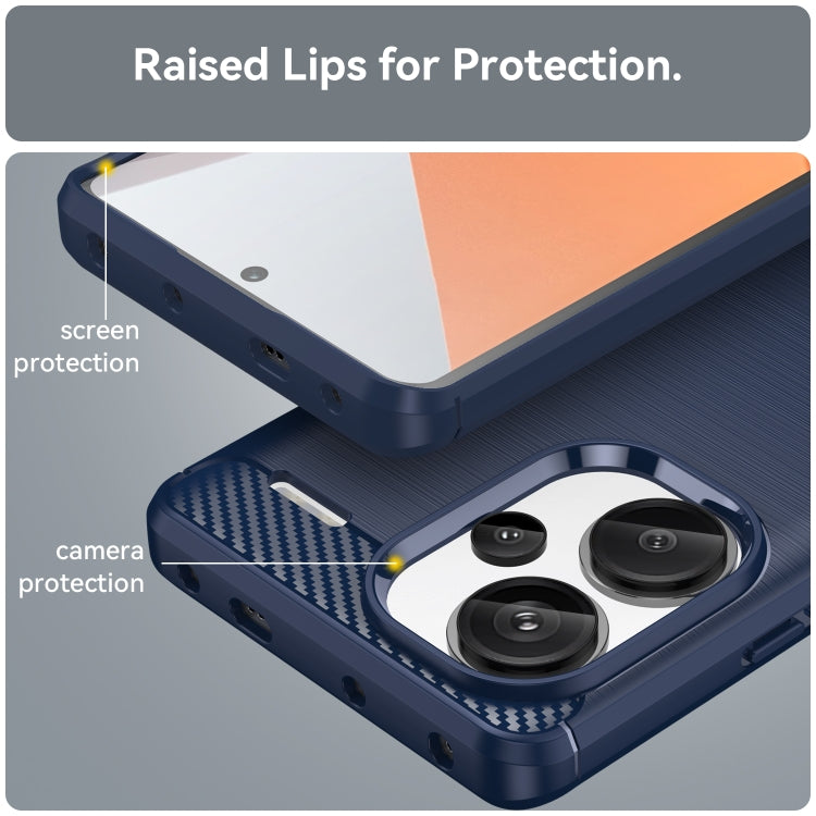 For Xiaomi Redmi Note 13 Pro+ Brushed Texture Carbon Fiber TPU Phone Case(Blue) - Xiaomi Cases by buy2fix | Online Shopping UK | buy2fix