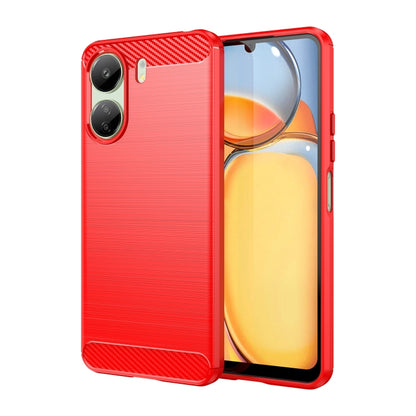 For Xiaomi Redmi 13C 5G Brushed Texture Carbon Fiber TPU Phone Case(Red) by buy2fix