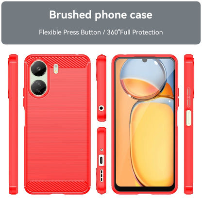 For Xiaomi Redmi 13C 5G Brushed Texture Carbon Fiber TPU Phone Case(Red) by buy2fix