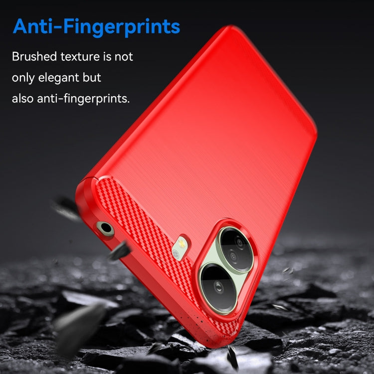 For Xiaomi Redmi 13C 5G Brushed Texture Carbon Fiber TPU Phone Case(Red) by buy2fix