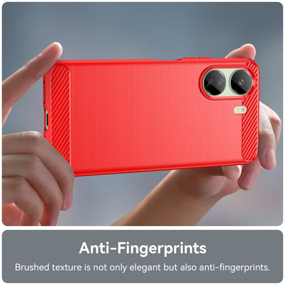 For Xiaomi Redmi 13C 5G Brushed Texture Carbon Fiber TPU Phone Case(Red) by buy2fix