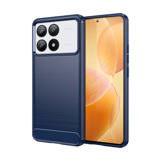 For Xiaomi Redmi K70 Pro Brushed Texture Carbon Fiber TPU Phone Case(Blue) - Xiaomi Cases by buy2fix | Online Shopping UK | buy2fix