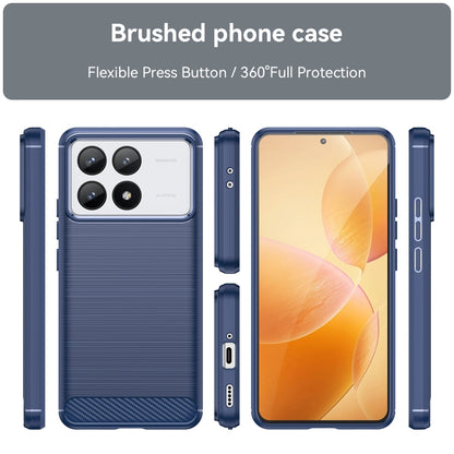 For Xiaomi Redmi K70 Pro Brushed Texture Carbon Fiber TPU Phone Case(Blue) - Xiaomi Cases by buy2fix | Online Shopping UK | buy2fix