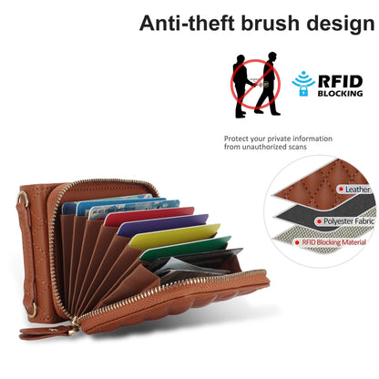 For Samsung Galaxy Z Flip4 Rhombic Texture Card Bag Phone Case with Dual Lanyard(Brown) - Galaxy Z Flip4 5G Cases by buy2fix | Online Shopping UK | buy2fix