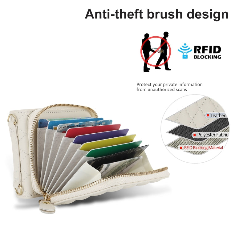 For Samsung Galaxy Z Flip4 Rhombic Texture Card Bag Phone Case with Dual Lanyard(White) - Galaxy Z Flip4 5G Cases by buy2fix | Online Shopping UK | buy2fix