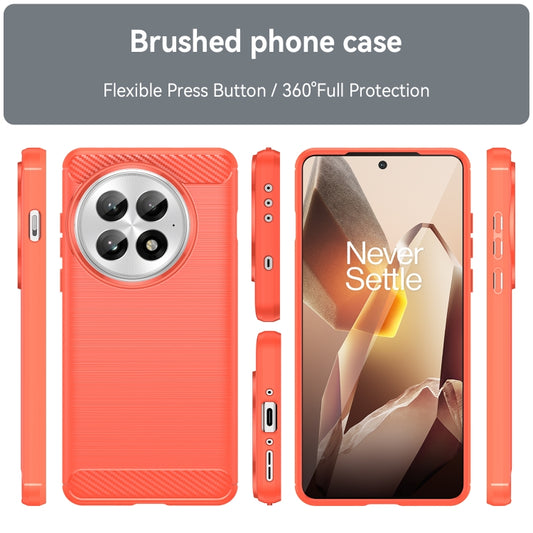 For OnePlus 13 Carbon Fiber Brushed Texture TPU Phone Case(Red) - OnePlus Cases by buy2fix | Online Shopping UK | buy2fix