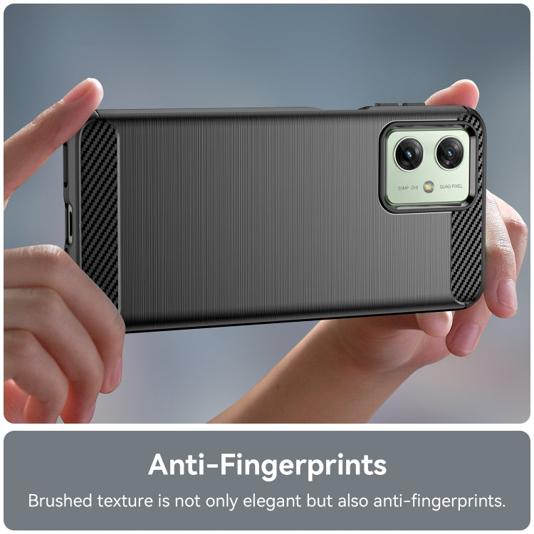 For Motorola Moto G54 Global Brushed Texture Carbon Fiber TPU Phone Case(Black) by buy2fix