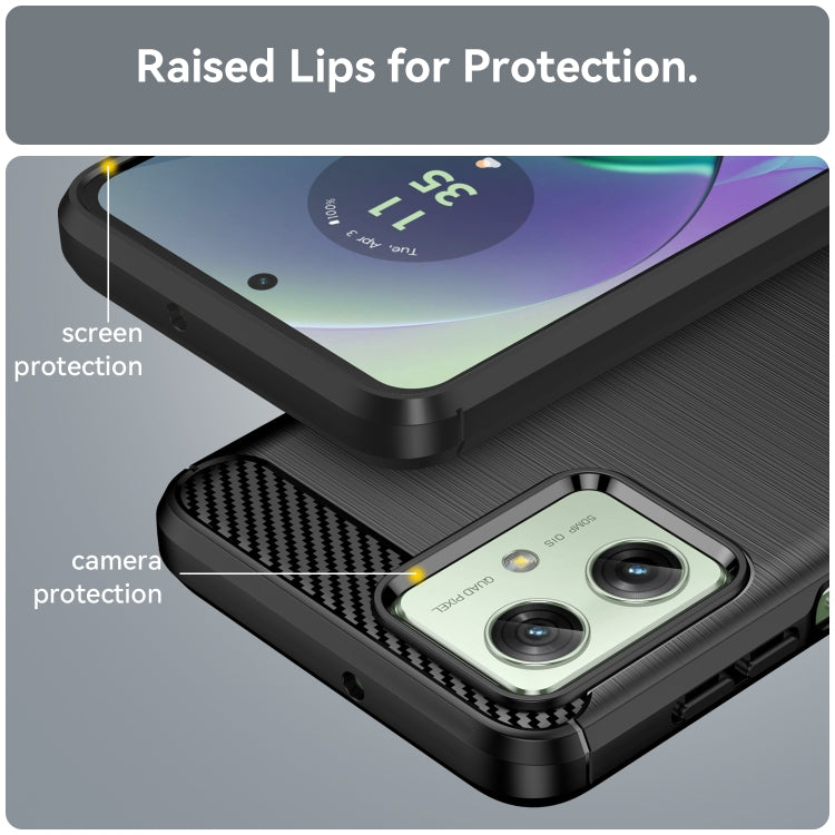 For Motorola Moto G54 Global Brushed Texture Carbon Fiber TPU Phone Case(Black) by buy2fix