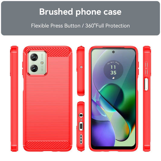 For Motorola Moto G54 Global Brushed Texture Carbon Fiber TPU Phone Case(Red) by buy2fix