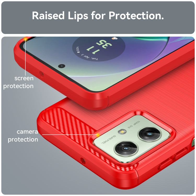 For Motorola Moto G54 Global Brushed Texture Carbon Fiber TPU Phone Case(Red) by buy2fix