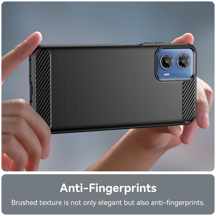 For Motorola Moto G34 Brushed Texture Carbon Fiber TPU Phone Case(Black) by buy2fix