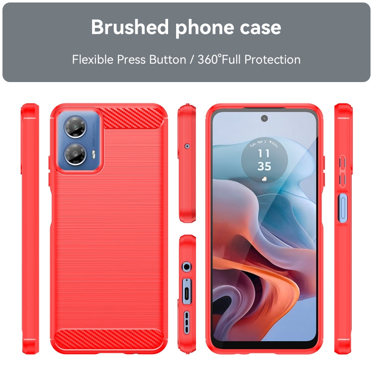 For Motorola Moto G34 Brushed Texture Carbon Fiber TPU Phone Case(Red) by buy2fix