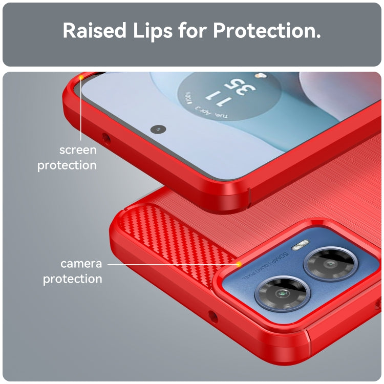 For Motorola Moto G34 Brushed Texture Carbon Fiber TPU Phone Case(Red) by buy2fix