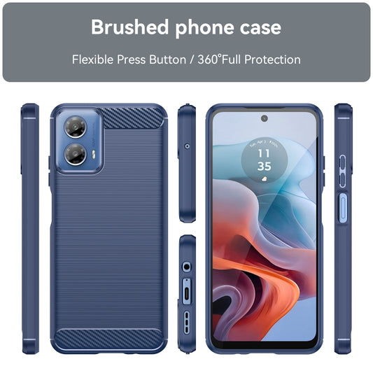 For Motorola Moto G34 Brushed Texture Carbon Fiber TPU Phone Case(Blue) by buy2fix
