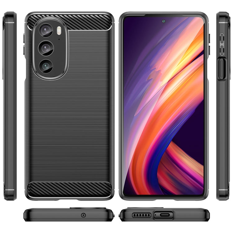 For Motorola Edge 30 Pro Brushed Texture Carbon Fiber TPU Phone Case(Black) by buy2fix