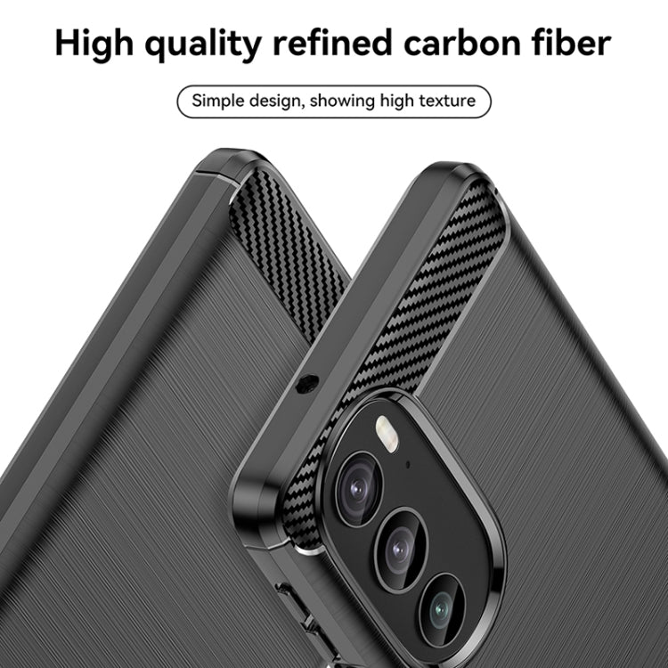 For Motorola Edge 30 Pro Brushed Texture Carbon Fiber TPU Phone Case(Black) by buy2fix