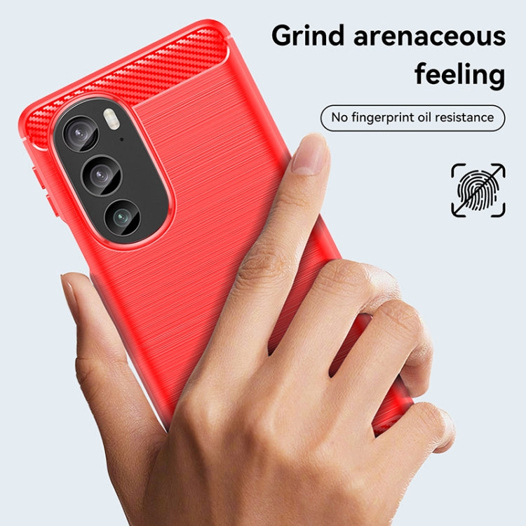 For Motorola Edge 30 Pro Brushed Texture Carbon Fiber TPU Phone Case(Red) by buy2fix