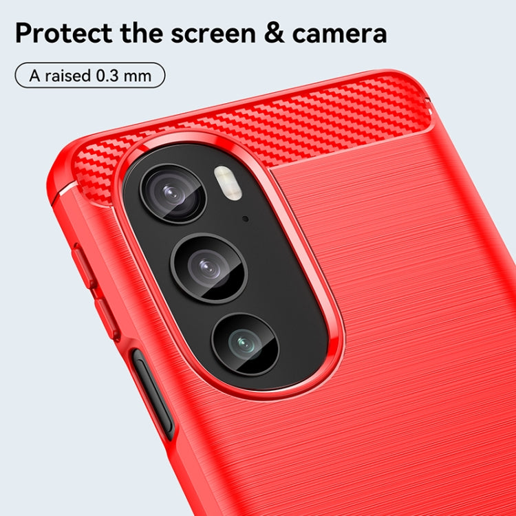 For Motorola Edge 30 Pro Brushed Texture Carbon Fiber TPU Phone Case(Red) by buy2fix