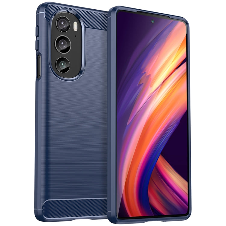 For Motorola Edge 30 Pro Brushed Texture Carbon Fiber TPU Phone Case(Blue) by buy2fix